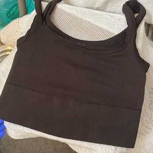 BNWT Etiquette boutique One Size chocolate crop stretch cami